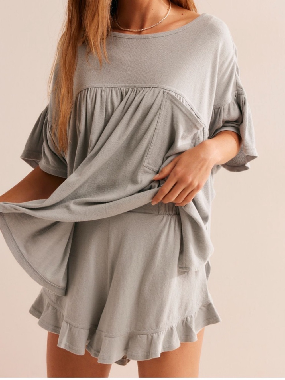 Ocean Pier Cotton Linen Set Free People - Pearl Blue